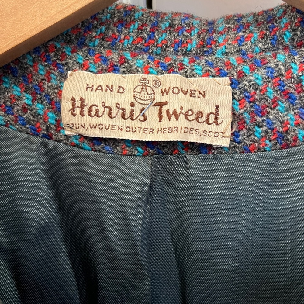 Vintage Harris Tweed Multicolor Handwoven Wool Coat - Picture 11 of 16
